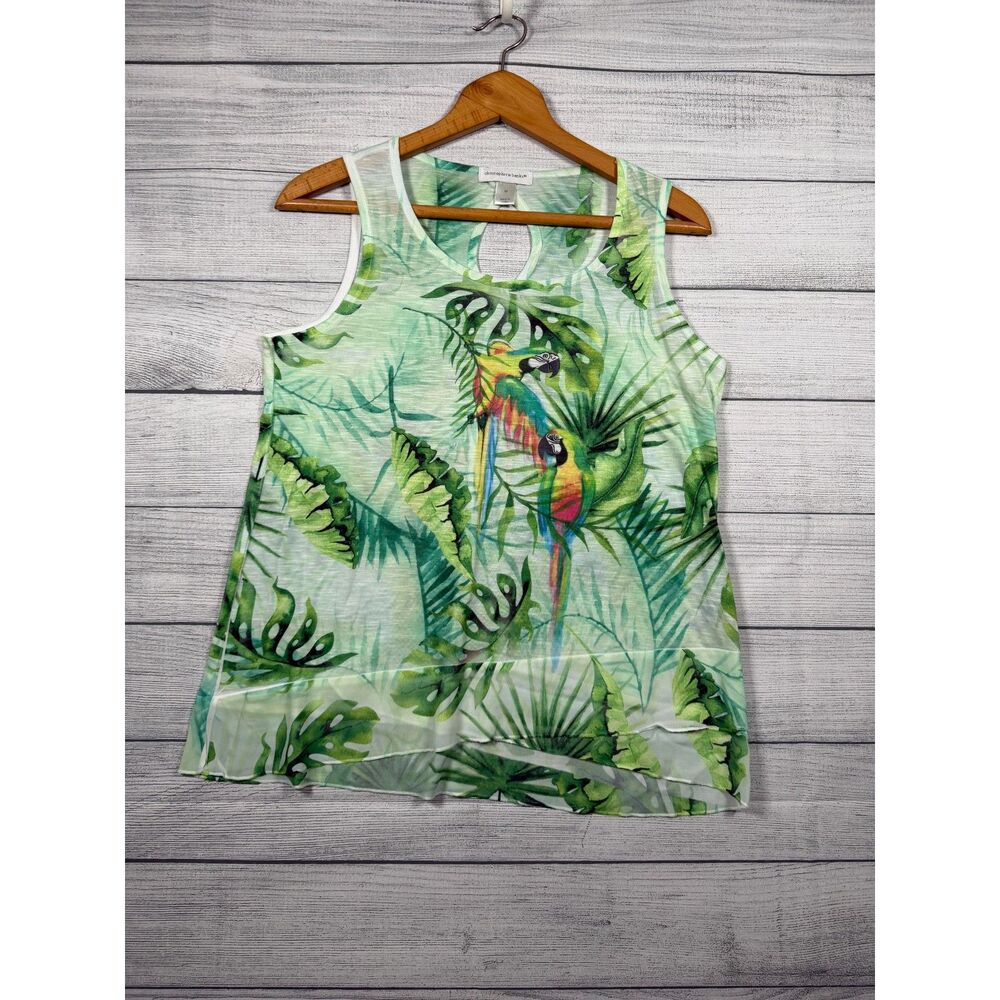 Christopher & Banks Women's Medium Tropical Parrot Sleeveless Tunic Top 1450